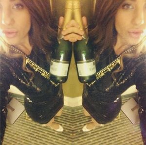 Long sleeve black sequin mini dress